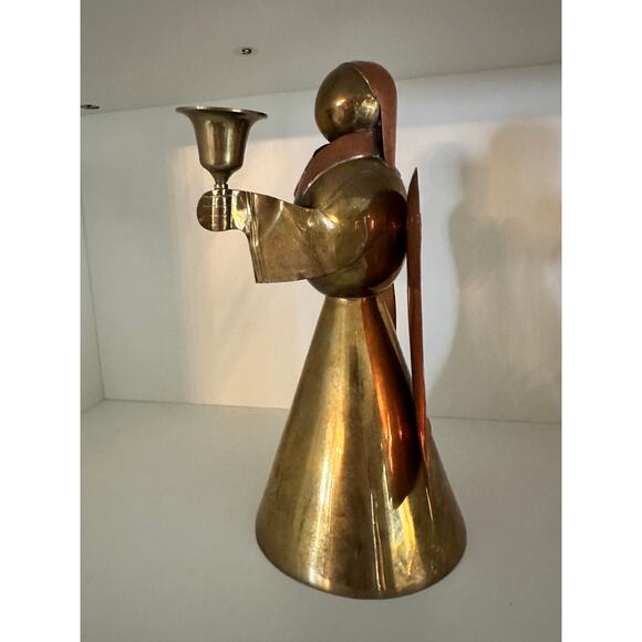 Vintage Set of 3 Brass Copper Angel Candle Holders Holiday Table Decor - Picture 9 of 14